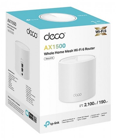 Wi-Fi ryšio kartotuvas Dual band 1500Mbps Wi-Fi 6 Mesh 1-Pack DECO X10 TP-LINK